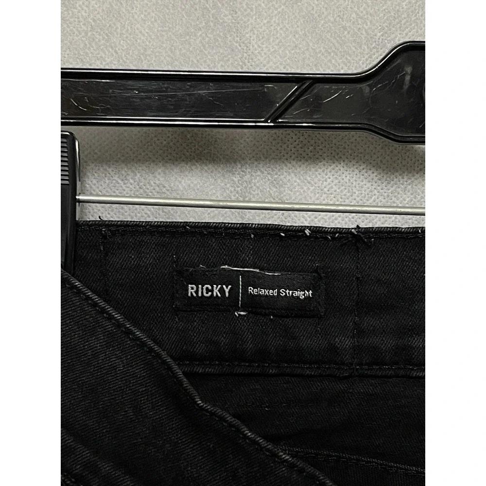 True Religion Jeans Men 33x33 Black Ricky Relaxed Straight Stretch Flap Pockets